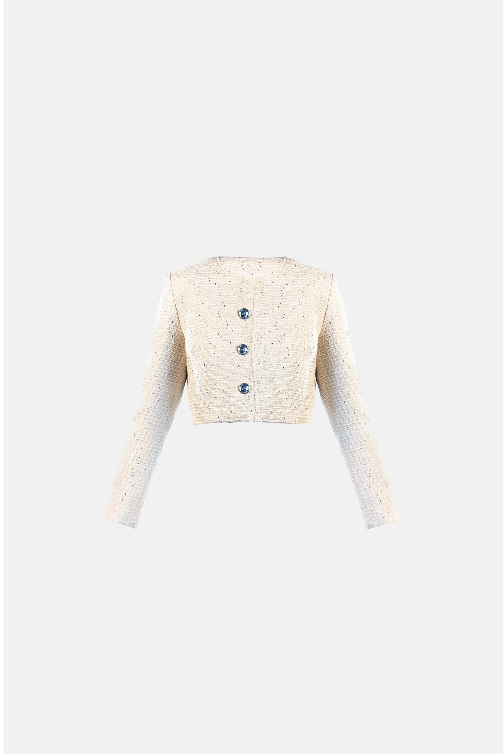 Cropped Jacket Betsy in Vanilla Herringbone Jacket Houndstooth Jacket Plaid Jacket