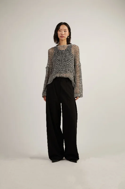 LONG SLEEVE CROCHET SWEATER Satin Fabric Silk Fabric Chiffon Fabric