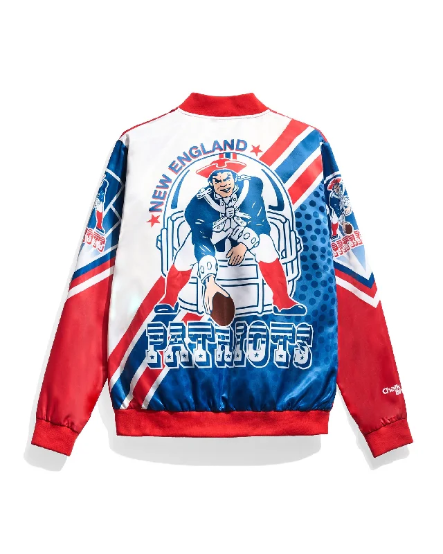 New England Patriots Fanimation Satin Jacket Stand-Up Collar Roll-Neck Collar Turtle Neck