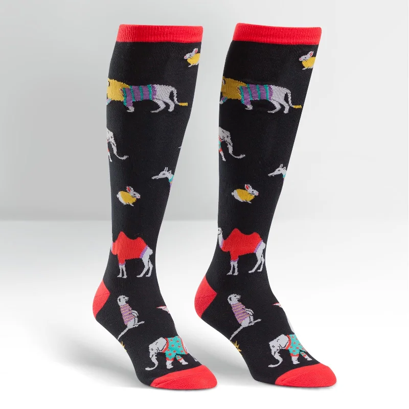 Sock It To Me Women's Funky Knee High Socks - Sweater Safari Chenille Brocade Lace