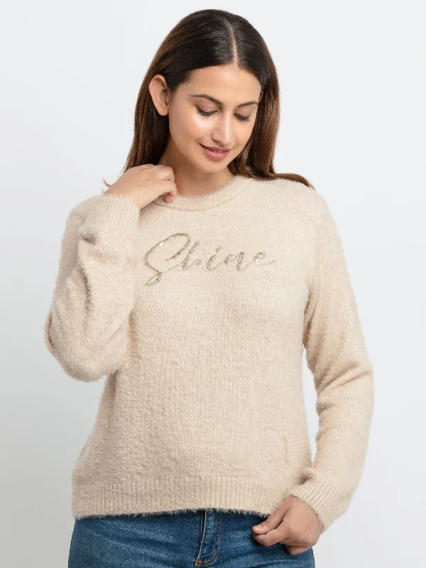 Womens Structure Knit Round Neck Sweater Seamless Knitted Crochet