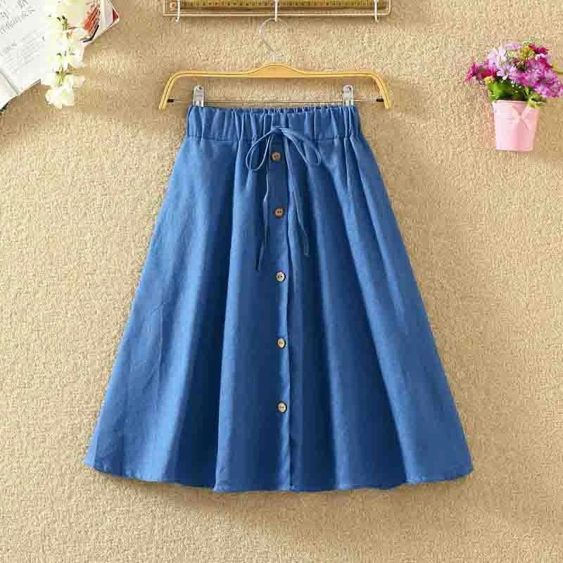 Retro High Waist Pleated Midi Skirt linen skirt natural