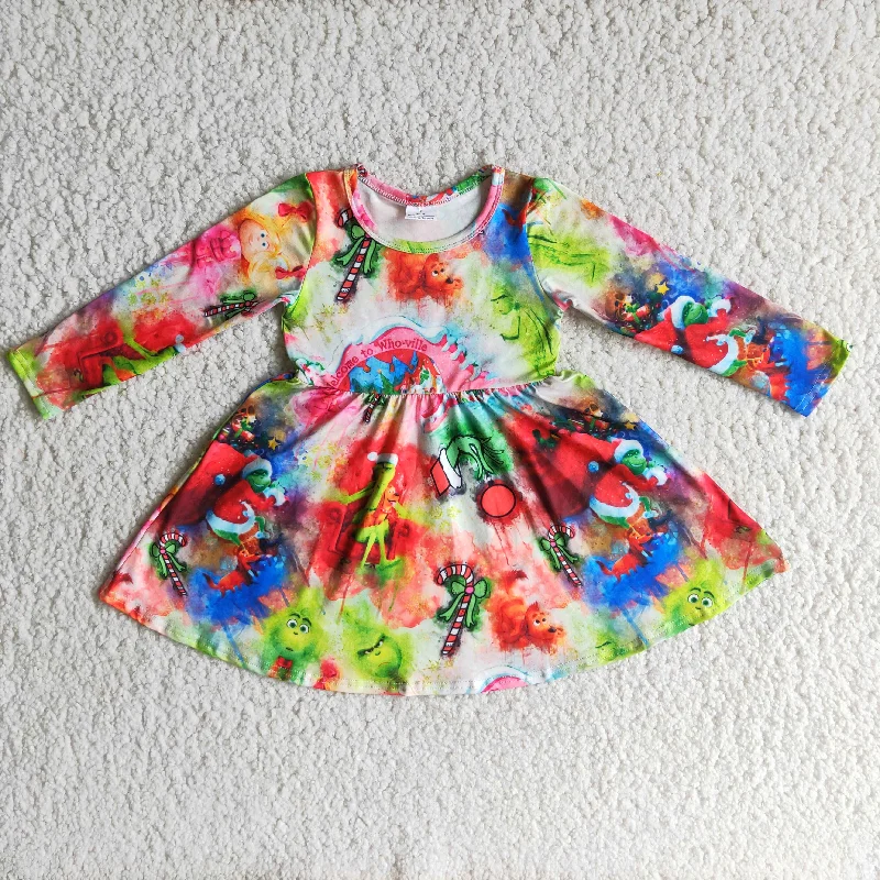 6 A15-3 grinch tie dye long sleeve skirt chiffon skirt airy