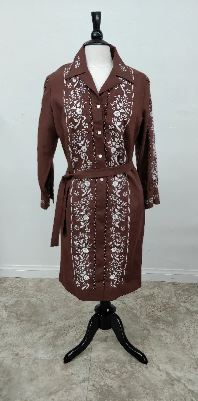 Vintage Embroidered Jacket/Dress Boat Neck Shawl Collar Notched Collar
