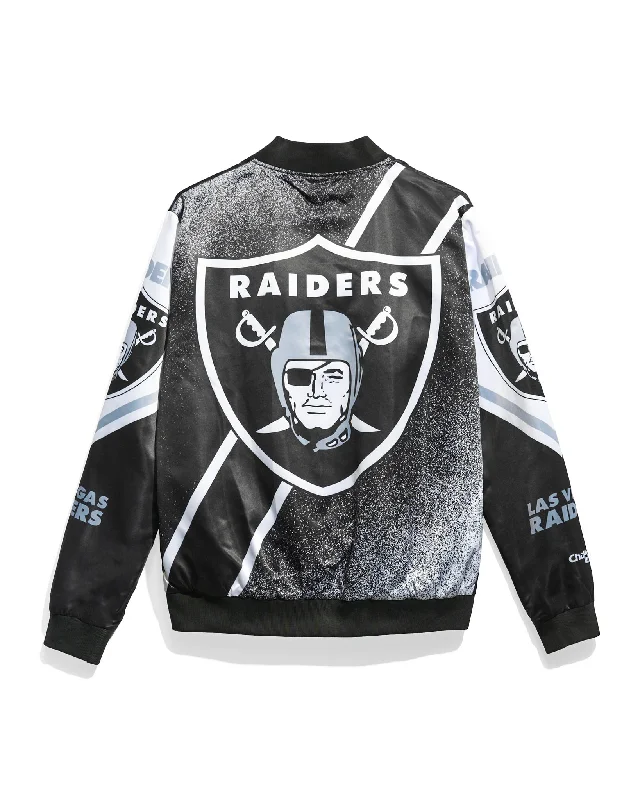 Las Vegas Raiders Logo Fanimation Satin Jacket Boat Neck Shawl Collar Notched Collar
