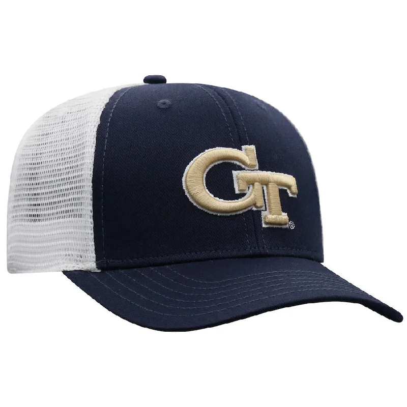 Georgia Tech Yellow Jackets Top of the World Trucker Snapback Hat - Navy/White Cardigan Sweater Pullover