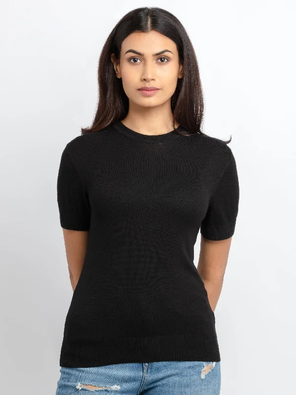 Women's Solid Round Neck Sweater Mesh Fabric Canvas Fabric Denim Fabric