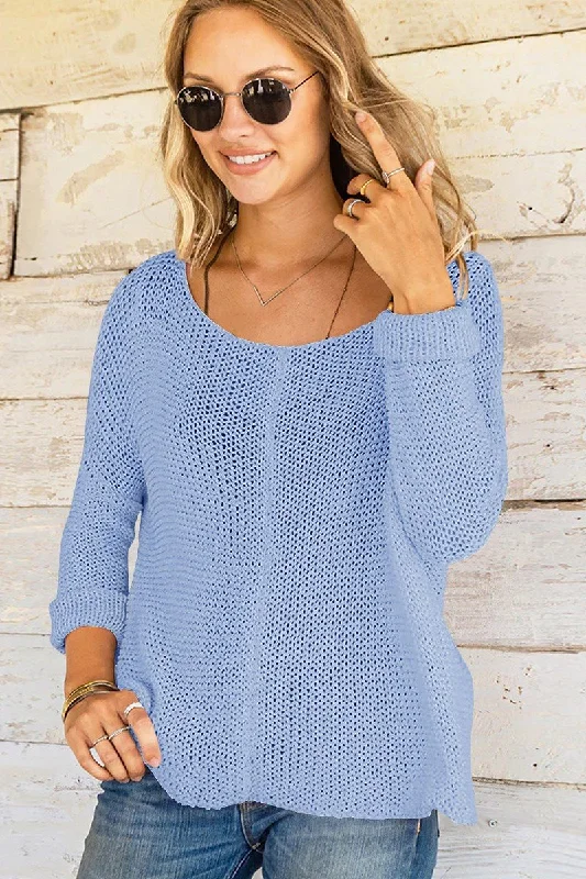WOMEN FISHERMAN CROCHET KNITTED LOOSE FIT SWEATER Collared Crew Neck Turtle Neck