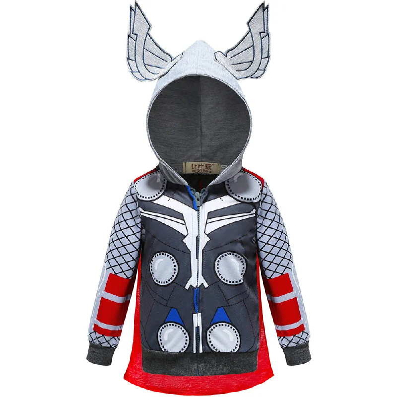 Spring and autumn Superhero Zipper jacket Long Sleeve Hooded Sweatshirts-Thor Wool Jacket Cashmere Jacket Tweed Jacket