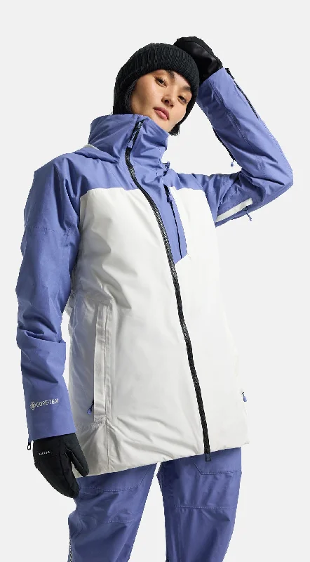 Burton Pillowline GORE-TEX Jacket Womens Slate Blue / Stout White Faux Fur Jacket Real Fur Jacket Shearling Jacket