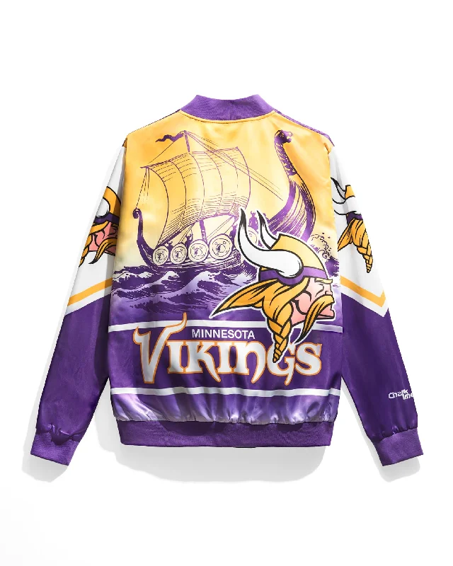 Minnesota Vikings Fanimation Satin Jacket Trench Coat Raincoat Waterproof Jacket