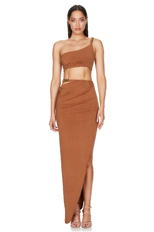 BUY IT NOOKIE Alyssa Chain Crop & Skirt (Tan) leather skirt modern