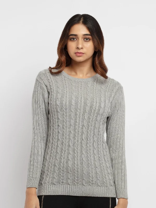 Women's Cable Knit Sweater Notch Collar Peter Pan Collar Cowl Neck