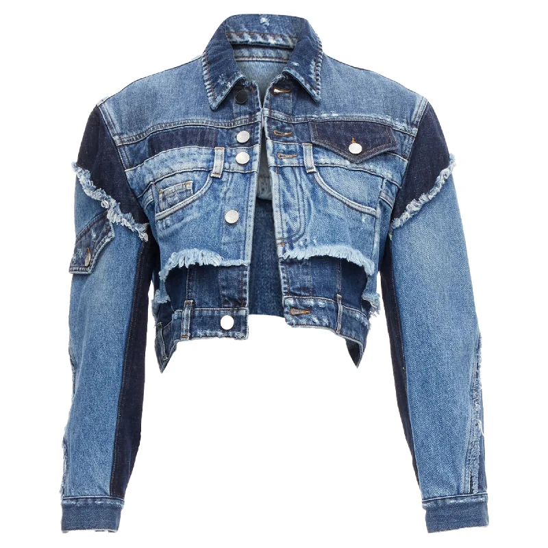 Dolce & Gabbana denim deconstructed patchwork cropped jacket Mesh Jacket Canvas Jacket Denim Jacket