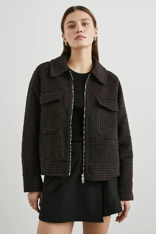 Rails - Cheyenne Jacket in Espresso Houndstooth Hoodie Zip-Up Jacket Button-Up Jacket