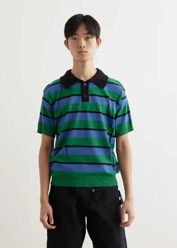 Damaged Stripe Polo Sweater Lightweight Heavyweight Midweight