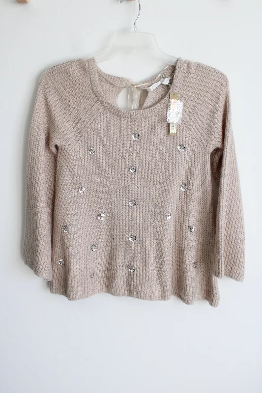 NEW Lauren Conrad Tan Knit Sequined Sweater | XS Chenille Fabric Brocade Fabric Lace Fabric