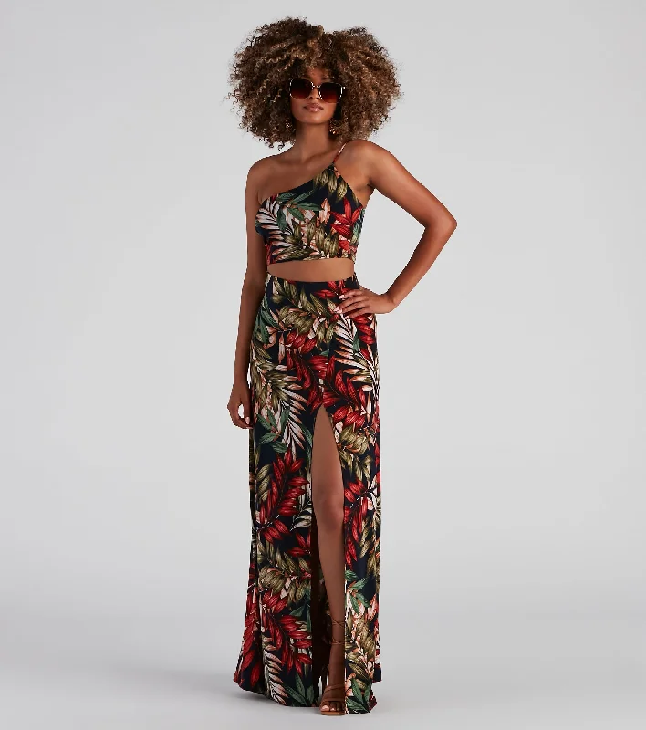 Vacay Approved Printed Maxi Skirt ruffled skirt detail