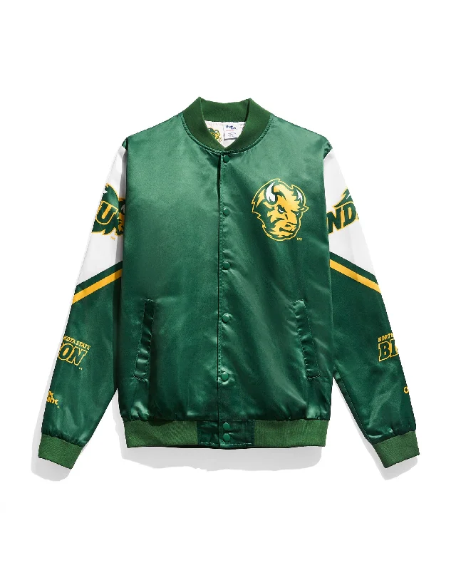 NDSU Bison Satin Jacket Tiered Jacket Buttoned Jacket Zippered Jacket