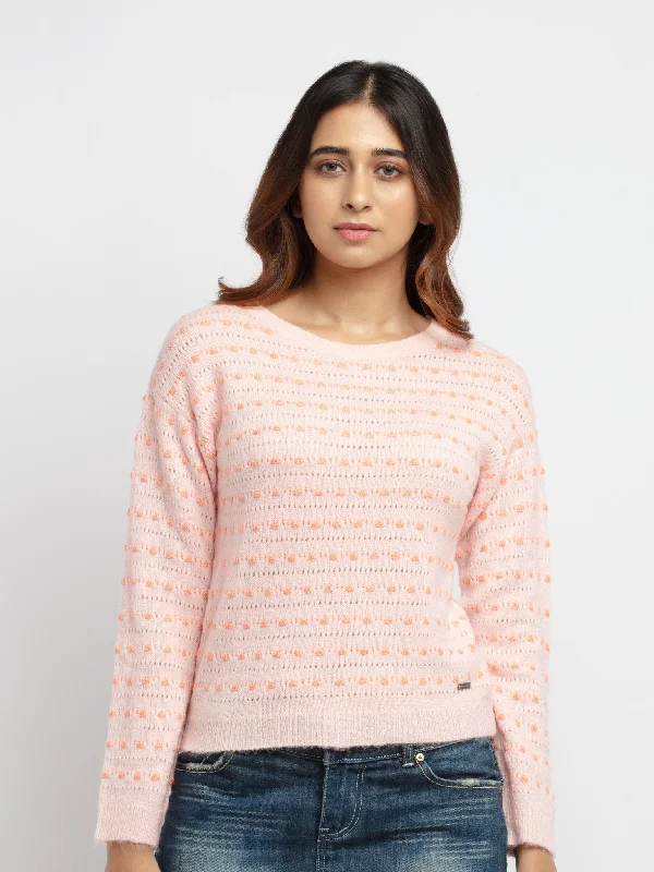 Women's Popcorn Knit  Sweater Cashmere Blend Cotton Blend Poly Blend