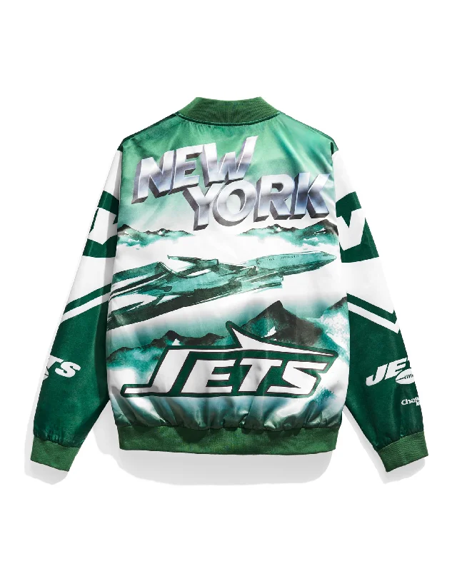 New York Jets Fanimation Satin Jacket Oversized Jacket Tailored Jacket Straight Jacket
