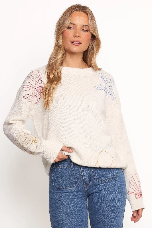 Nikita Seaside Knit Sweater - Cream Long Sweater Short Sweater Cropped Sweater