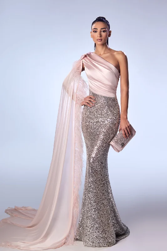 Pleated satin bodice with beaded skirt lace skirt intricate