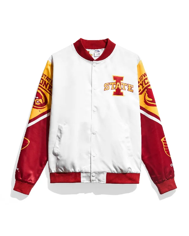 Iowa State Cyclones Satin Jacket A-Line Jacket Boat Neck Shawl Collar