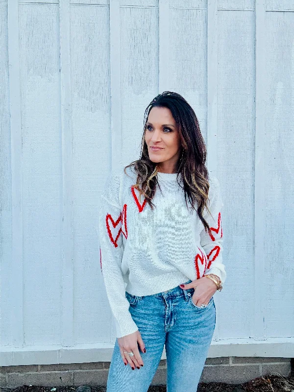 ELAN Jules Hearts Sweater Transparent Opaque Sheer