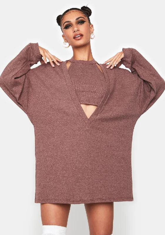 Stuck On You Sweater Dress Set Elasticated Padded Insulated