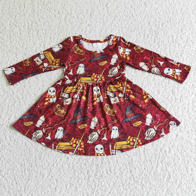 6 A6-4 Dark red Harry Potter long-sleeved skirt satin skirt smooth