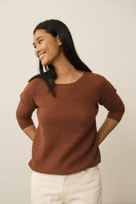 Hadi Organic Cotton Sweater In Red Hooded Caped Shawl Collar