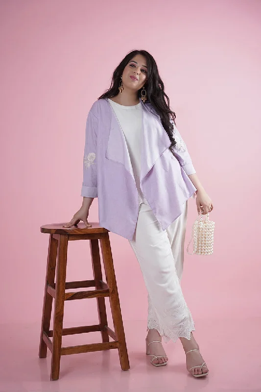 Off-white Co Ord Set with Mauve Jacket Trench Coat Raincoat Waterproof Jacket