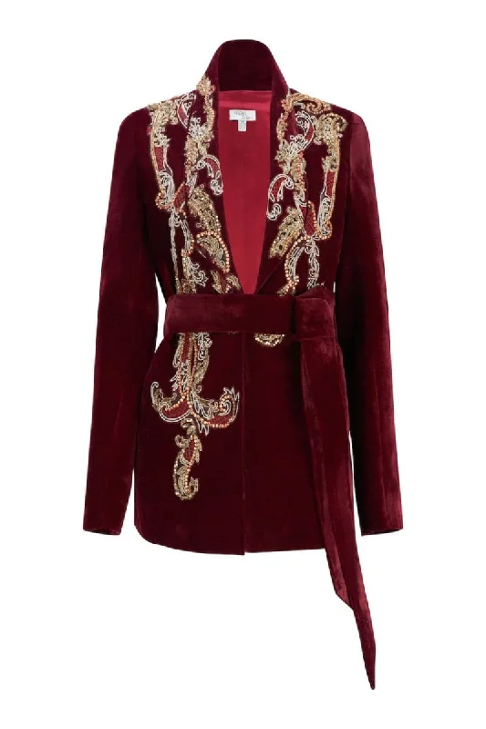 MANAL BROWN SMOKING JACKET Fitted Jacket Loose Jacket Oversized Jacket