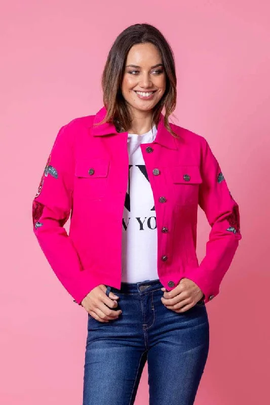 Emma Denim Jacket Pink Mesh Jacket Canvas Jacket Denim Jacket