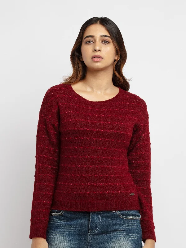 Women's Popcorn Knit  Sweater Elasticated Padded Insulated