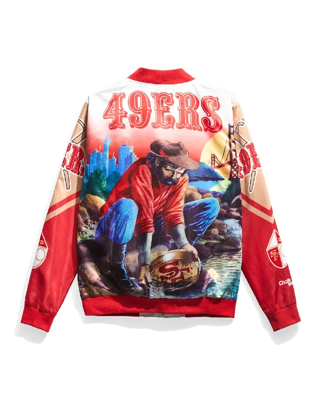 San Francisco 49ers Gold Digger OG Fanimation Satin Jacket A-Line Jacket Boat Neck Shawl Collar