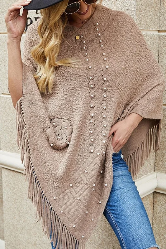 TASSEL SWEATER WOMEN SHAWL Fleece Fabric Down Fabric Feather Fabric