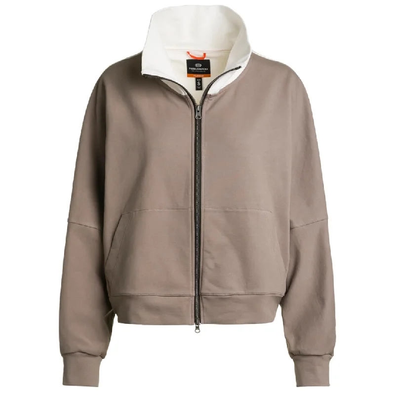 Parajumpers Borea Brown Zip Up Sweater Front Pockets Side Pockets Patch Pockets