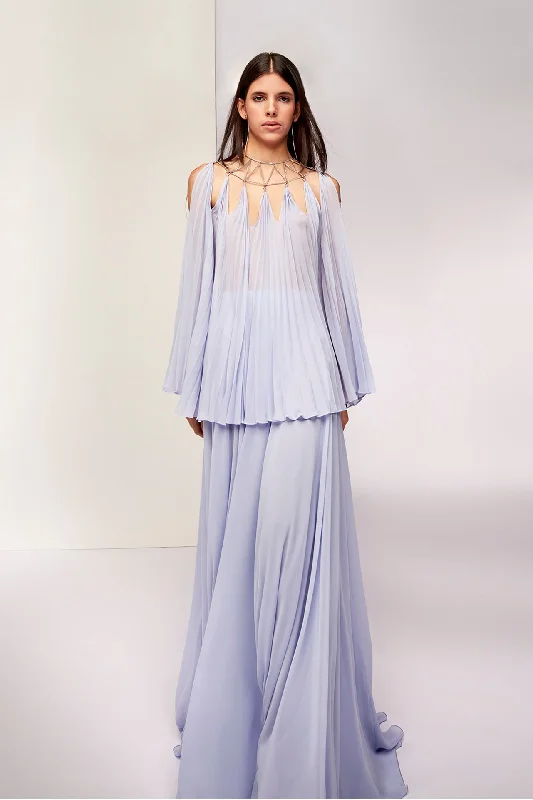 Cape shape cut out top with flowy skirt casual skirt length