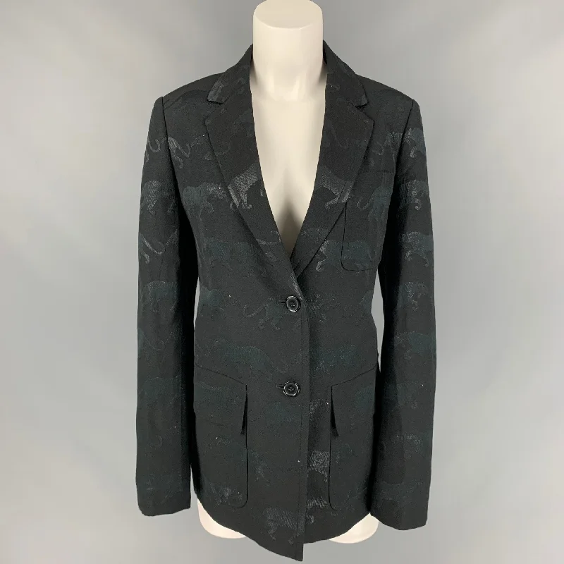 MARC by MARC JACOBS Size M Black Jacquard Polyester Blend Jacket Blazer Satin Fabric Silk Fabric Chiffon Fabric