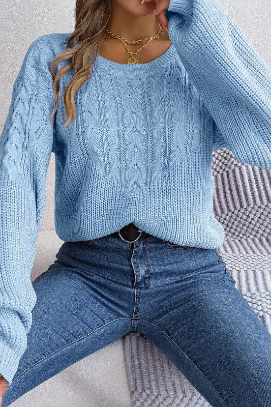 WOMEN LOOSE FIT LONG SLEEVE RIBBED KNIT SWEATER Lightweight Heavyweight Midweight