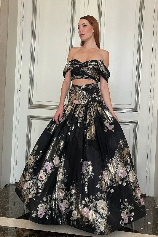 Floral print top and skirt velvet skirt sumptuous