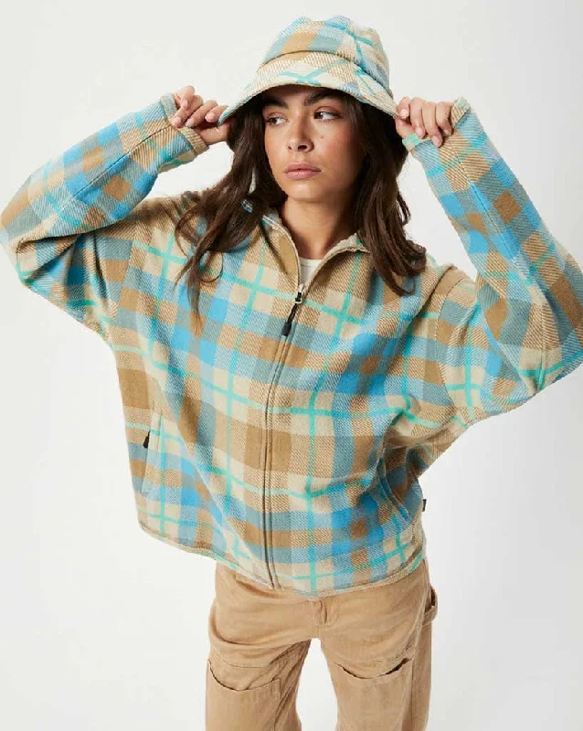 Millie - Hemp Reverse Fleece Jacket  Check Cardigan Sweater Pullover