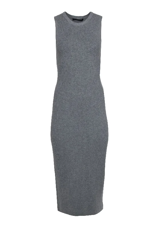 Jenni Kayne - Grey Sleeveless Knit Sweater Maxi Dress Sz S Solid Color Striped Floral Print