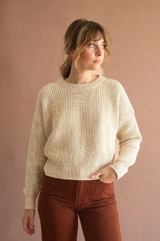 Gyra sweater beige organic cotton Elasticated Padded Insulated