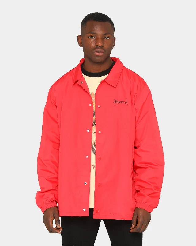 4Hunnid Men's Free the Homies Coach Jacket Red Insulated Jacket Fitted Jacket Loose Jacket 4Hunnid Men's Free the Homies Coach Jacket Red Insulated Jacket Fitted Jacket Loose Jacket