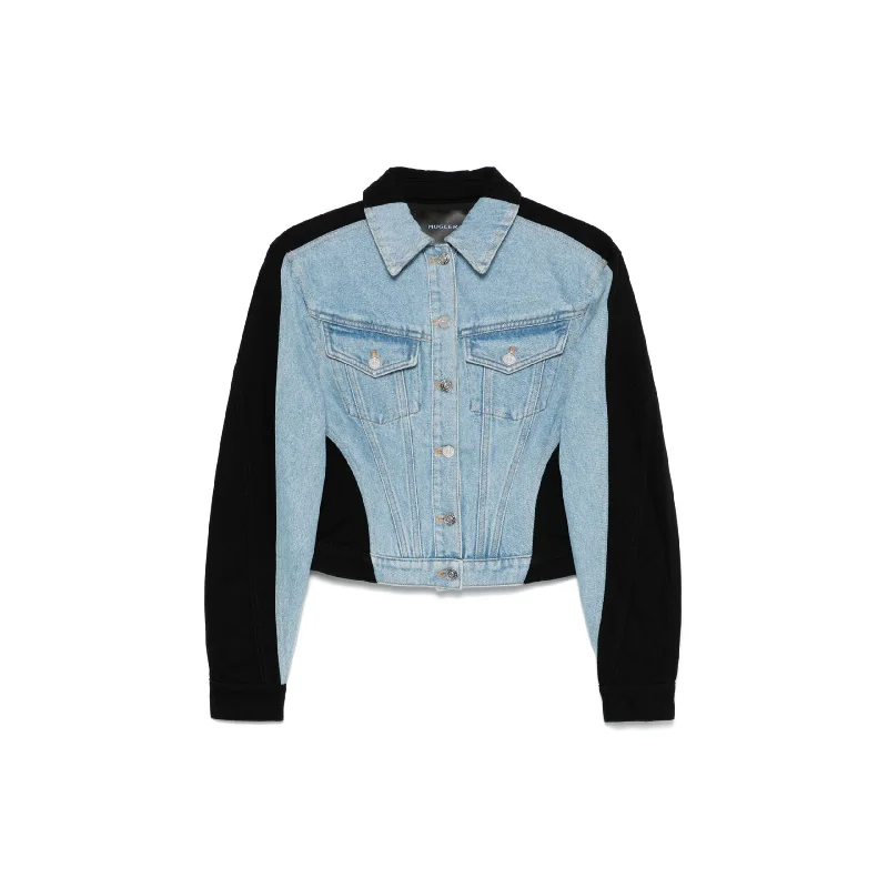 Bi-tone Denim Jacket (Tokyo Blue/Black) Tiered Jacket Buttoned Jacket Zippered Jacket Bi-tone Denim Jacket (Tokyo Blue/Black) Tiered Jacket Buttoned Jacket Zippered Jacket