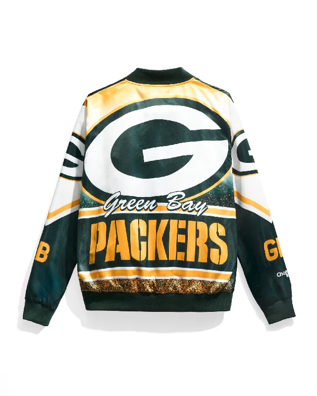 Green Bay Packers Fanimation Satin Jacket Satin Jacket Silk Jacket Chiffon Jacket