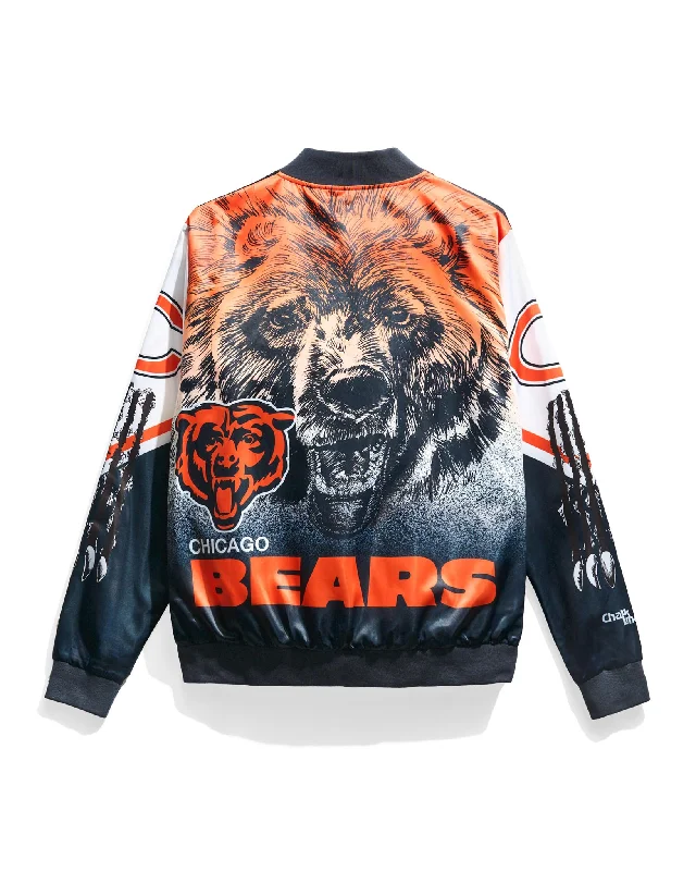 Chicago Bears Fanimation Satin Jacket Embroidered Jacket Appliqued Jacket Beaded Jacket